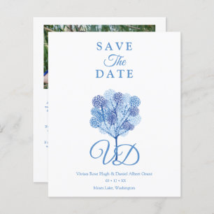 Lámina Elegant Tree Blue Shades Photo Engaged Couple