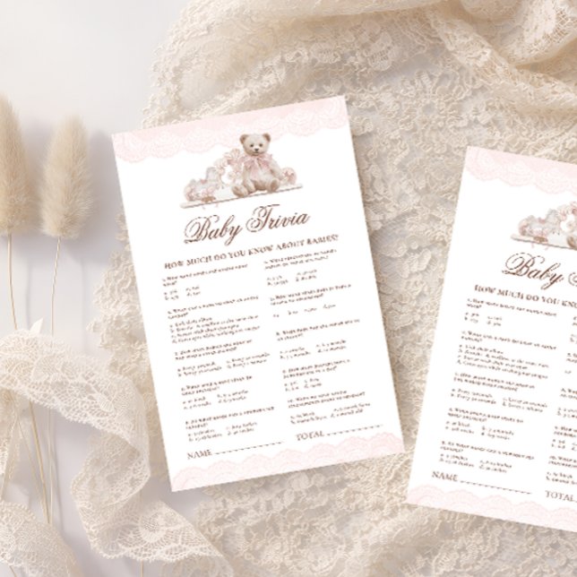 Lámina Elegant Vintage Teddy Bear Baby Trivia Game (Subido por el creador)