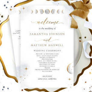 Lámina Elegant Watercolor Celestial Wedding Program