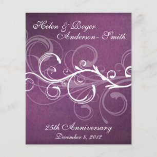 Lámina Elegante 25 Aniversario Morado Damask Swirl