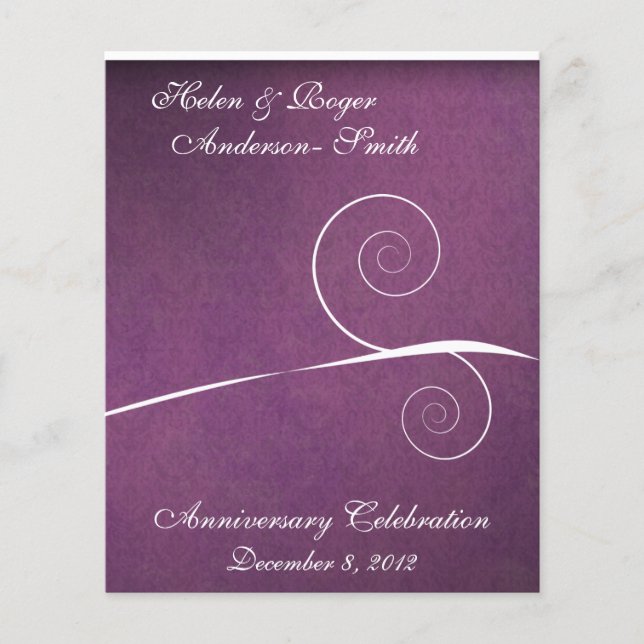 Lámina Elegante 25 Aniversario Morado Damask Swirl (Anverso)