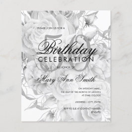 Lámina Elegante 50.ª Invitación blanca plateada floral de
