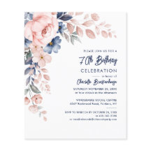 Elegante 70.ª invitación a la fiesta floral rosa