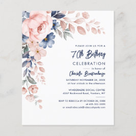 Lámina Elegante 70.ª invitación a la fiesta floral rosa
