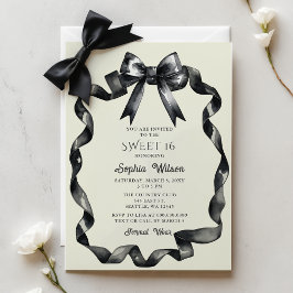 Lámina Elegante acuarela Coquette Black Bow Sweet 16