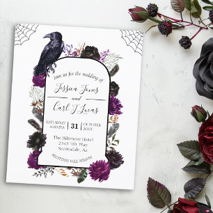 Lámina Elegante acuarela de Halloween floral boho púrpura