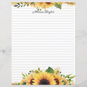 Lámina Elegante acuarela Pintada Sunflower Floral Llenado