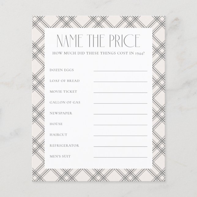 Lámina Elegante Año de Nacimiento Nombre el Juego de Prec (Anverso)