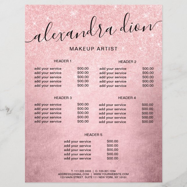 Lámina Elegante artista de maquillaje purpurina de rosa y (Anverso)