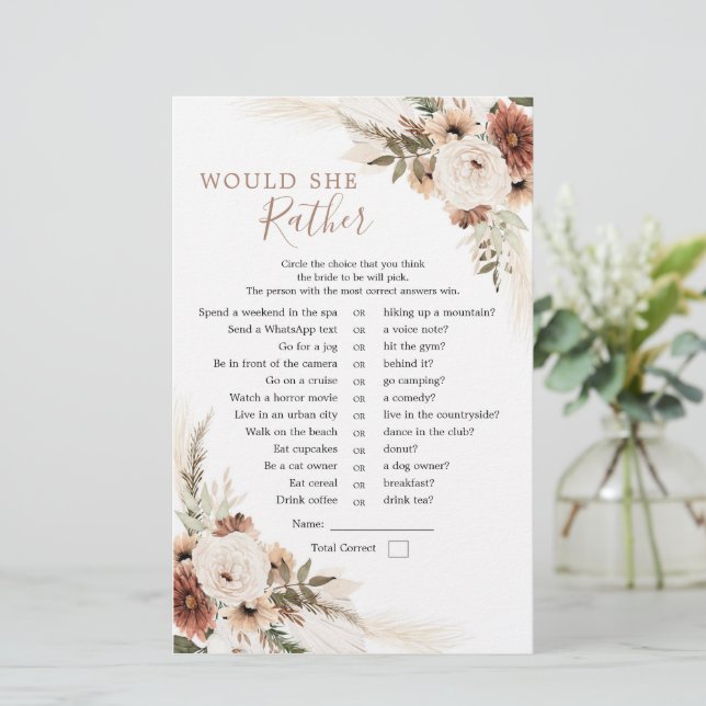 Lámina Elegante Beige Boho Pampas Grass Prefiere (Anverso de pie)