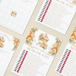 Lámina Elegante beige y falso oro de Baby Shower adivina 