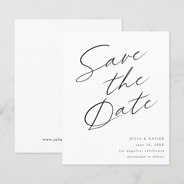 Lámina Elegante blanco y negro presupuesto Guardar la fec (Anverso / Reverso)