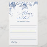 Lámina Elegante Blue French Garden Wishes & Advances Card<br><div class="desc">Personalice con la novia el nombre y la fecha de la ducha. Para una mayor personalización,  haga clic en el enlace "personalizar adicional". Si necesitas ayuda,  ponte en contacto conmigo,  por favor.</div>