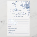 Lámina Elegante Blue French Garden Wishes & Advances Card<br><div class="desc">Personalice con la novia el nombre y la fecha de la ducha. Para una mayor personalización,  haga clic en el enlace "personalizar adicional". Si necesitas ayuda,  ponte en contacto conmigo,  por favor.</div>