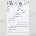 Lámina Elegante Blue French Garden Wishes & Advances Card<br><div class="desc">Personalice con la novia el nombre y la fecha de la ducha. Para una mayor personalización,  haga clic en el enlace "personalizar adicional". Si necesitas ayuda,  ponte en contacto conmigo,  por favor.</div>