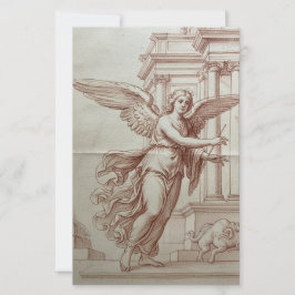 Lámina Elegante Boceto de Tiza Sanguina del Renacimiento