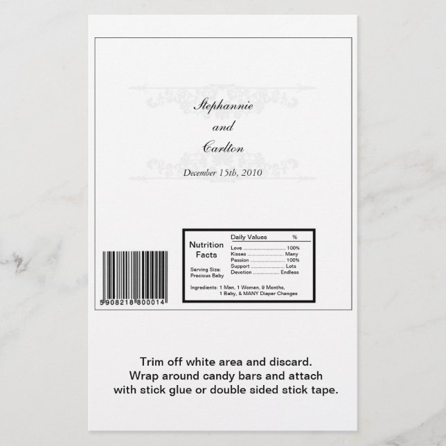 Lámina Elegante Boda blanco/plateado gran envolvimiento p (Anverso)