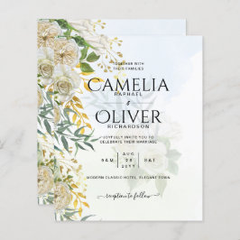 Lámina Elegante Boda botánico de rosas blancas todo en 1