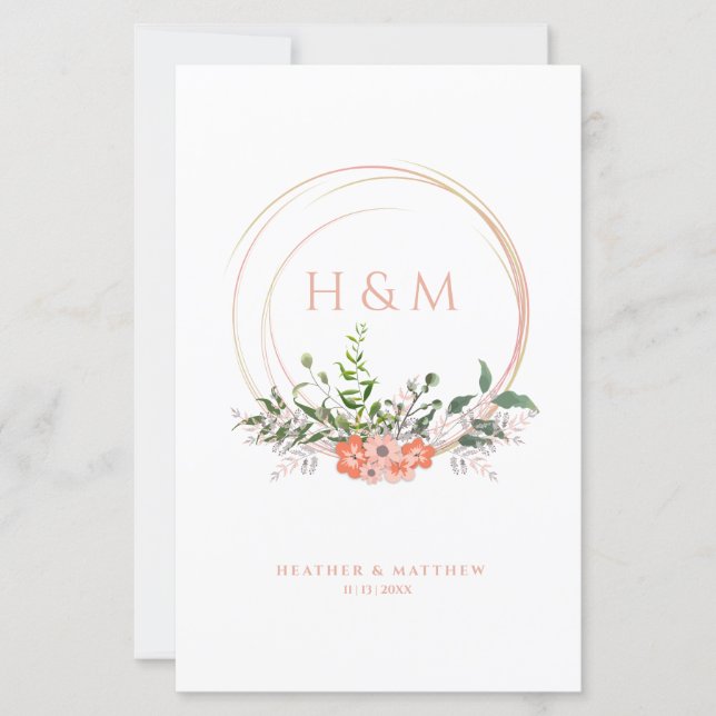 Lámina Elegante Boda Coral Floral Garland (Anverso)