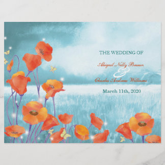 Lámina Elegante Boda de campo de amapola Bi Fold