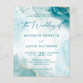 Lámina Elegante Boda de Oro Azul Verde azulado del océano