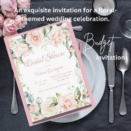 Lámina Elegante Boda de presupuesto floral rosa ducha de 