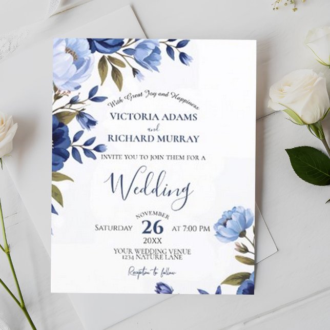Lámina Elegante Boda de recepción con flores azules (Subido por el creador)
