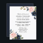 Lámina Elegante Boda de Rubor de la Marina en una invitac<br><div class="desc">Elegante Boda de Rubor de la Marina en una invitación de presupuesto Una alternativa más barata que una invitación estándar.</div>