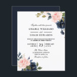 Lámina Elegante Boda de Rubor de la Marina en una invitac<br><div class="desc">Elegante Boda de Rubor de la Marina en una invitación de presupuesto Una alternativa más barata que una invitación estándar.</div>