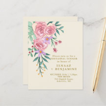 Elegante Boda Floral Acuarela Rosa Boho