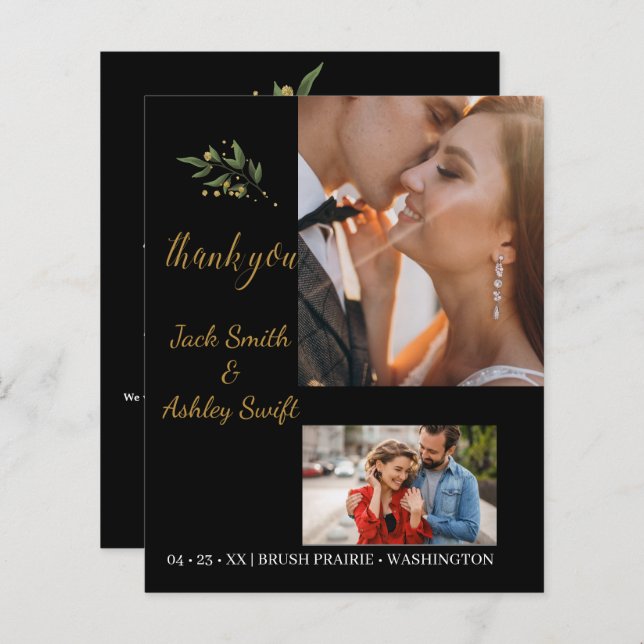 Lámina Elegante Boda fotográfico Gracias (Anverso / Reverso)