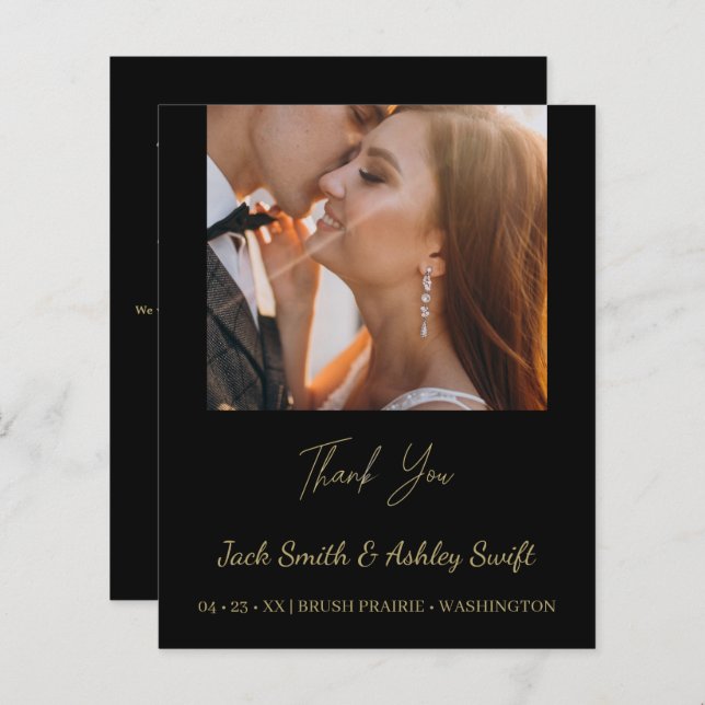 Lámina Elegante Boda fotográfico Gracias (Anverso / Reverso)