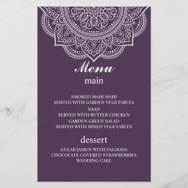 Lámina Elegante Boda hindú Eggplant Paisley (Anverso)