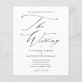 Lámina Elegante Boda simple de presupuesto en blanco y ne