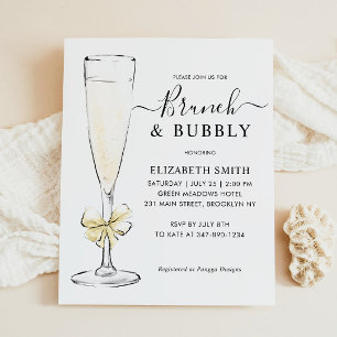 Lámina Elegante Brunch de oro de Moda y ducha Bubbly Brid