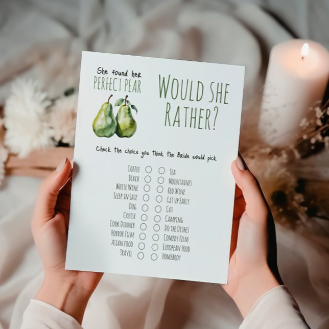 Lámina Elegante Brunch Perfect Pear Bridal Shower Game (Subido por el creador)