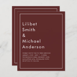 Lámina Elegante burdeos Monocromo Boda Simple Clásico