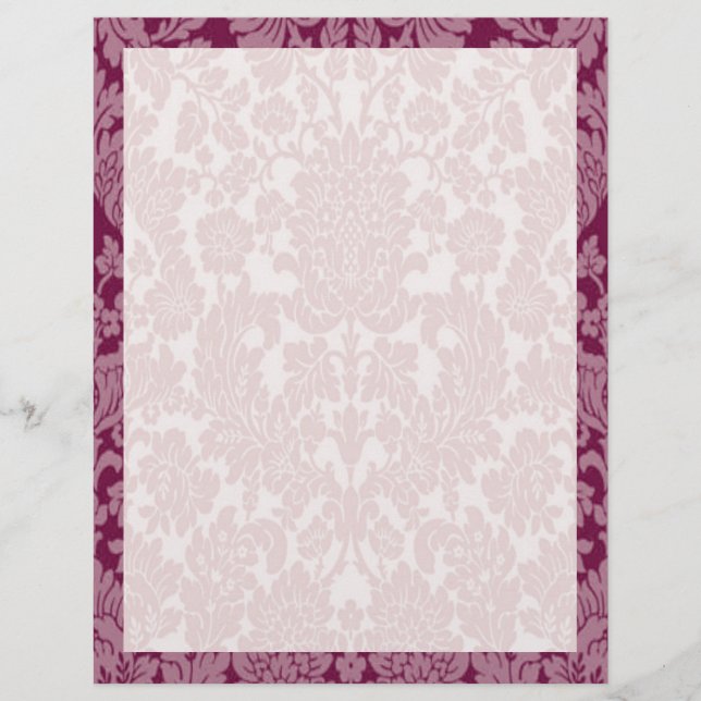 Lámina Elegante Burgundy Damask Border Classic (Anverso)