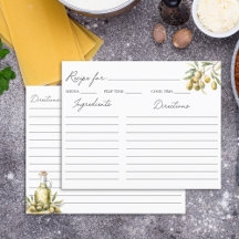 Elegante carta de recetas de la familia Olive Medi