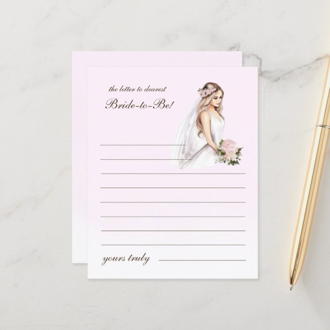 Lámina Elegante carta rosada de tirano a ducha de novia (Anverso/Reverso In Situ)