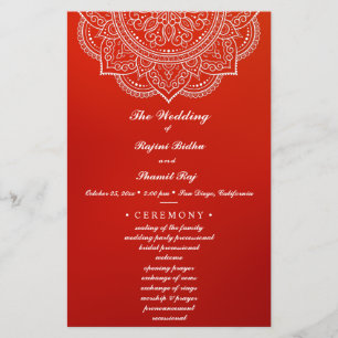 Lámina Elegante ceremonia de Boda Crimson Indian Paisley