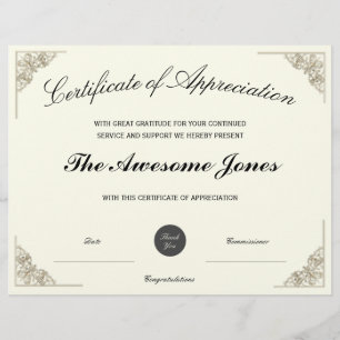 Lámina Elegante Certificado de Apreciación con Logotipo P