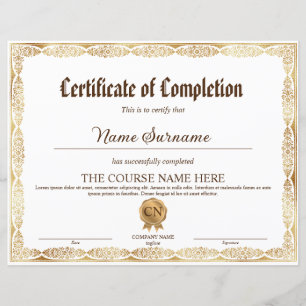 Lámina Elegante Certificado de Finalización de Diploma