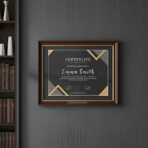 Elegante Certificado de Logro en Oro Negro Desi