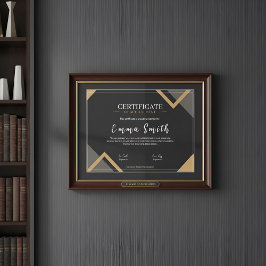 Lámina Elegante Certificado de Logro en Oro Negro Desi