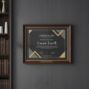 Lámina Elegante Certificado de Logro en Oro Negro Desi