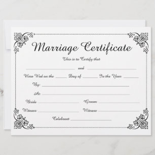 Lámina Elegante Certificado de Matrimonio de Borde Floral