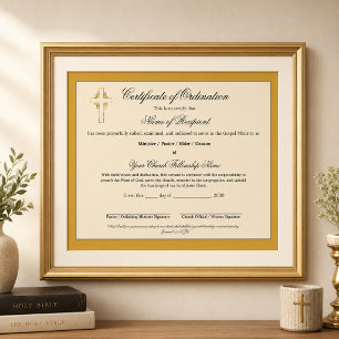Lámina Elegante Certificado de Ordenación de Anciano en O