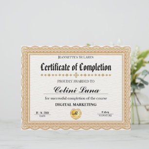 Lámina Elegante Certificado de Oro de Finalización - Mode