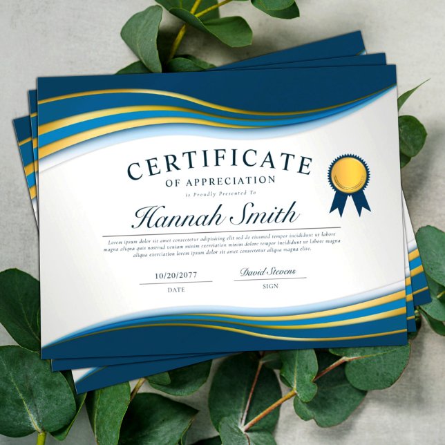 Lámina Elegante certificado profesional azul y oro (Subido por el creador)